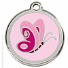 Pink Butterfly Dog ID Tag (Red Dingo)